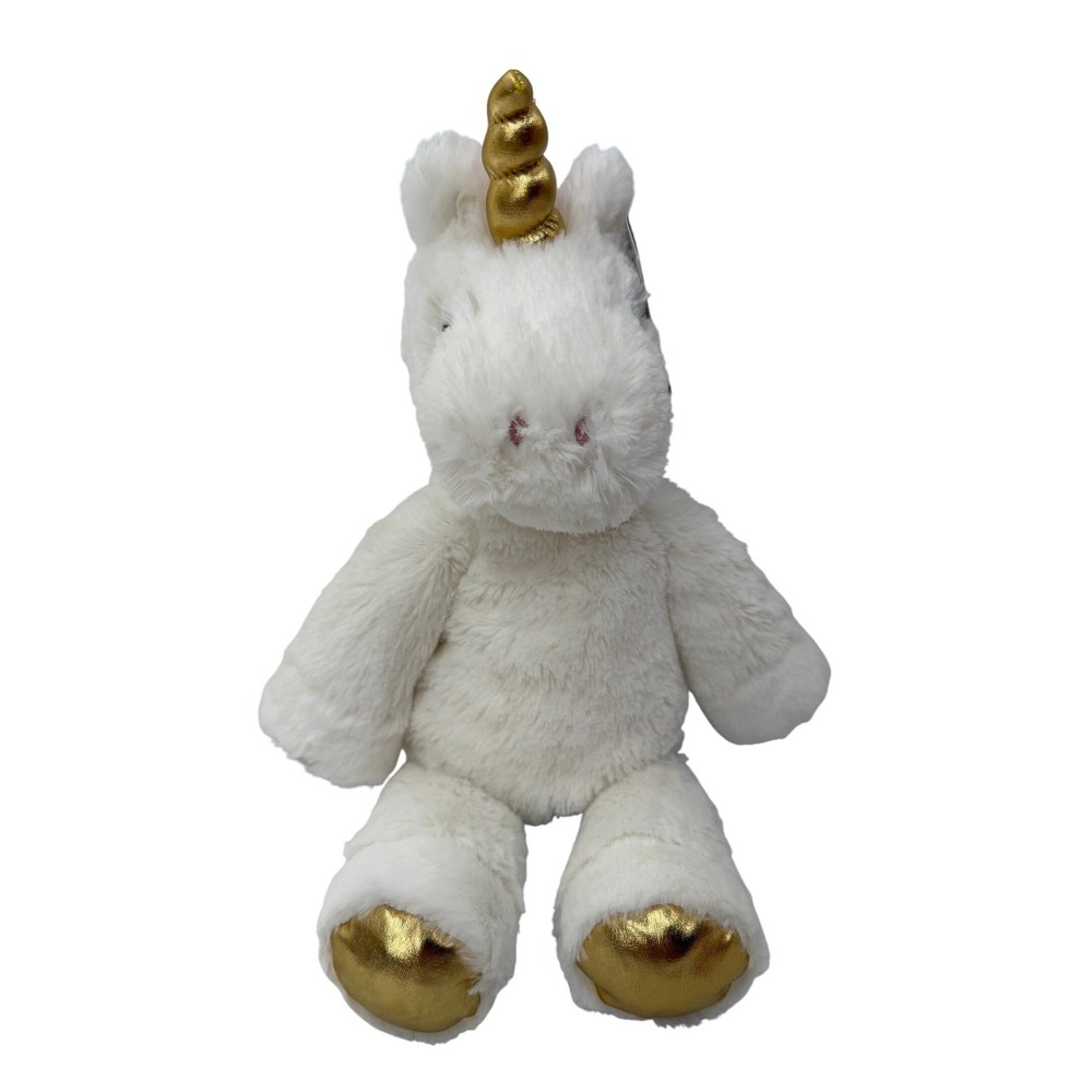 Mary Meyer White Pebble Unicorn Plush Gold Horn Hooves Stuffed Animal Toy 15"